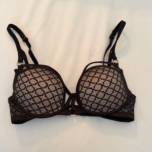 Honey Birdette Black and Tan Patterned Bra
